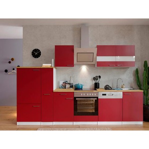 Respekta Küchenblock, Rot, Metall, 2,1 Schubladen, nur wie online abgebildet bestellbar, 310 cm, Frontauswahl, links aufbaubar, rechts aufbaubar, Küchen, Küchenzeilen & Küchenblöcke, Küchenzeilen mit Geräten