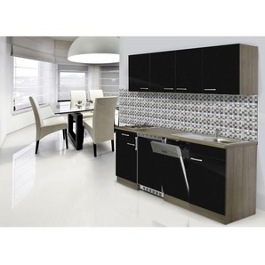 Respekta Küchenblock , Schwarz, Eiche , 1 Schubladen , 195 cm , Küchen, Küchenzeilen & Küchenblöcke