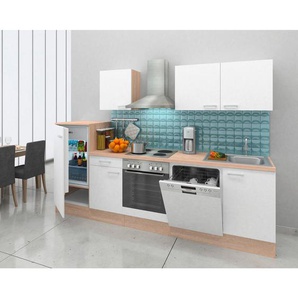 Respekta Küchenblock , Weiß, Eiche , 1,2 Schubladen , 280 cm , Küchen, Küchenzeilen & Küchenblöcke, Küchenzeilen mit Geräten