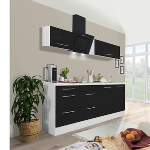 Respekta Küchenzeile | schwarz | 300 cm | 200 cm |