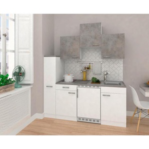 Respekta Miniküche Beton, Weiß, Holzwerkstoff, 1,1 Schubladen, nur wie online abgebildet bestellbar, 180 cm, links aufbaubar, rechts aufbaubar, Küchen, Miniküchen