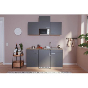Respekta Miniküche, Grau, Eiche, 1,1 Schubladen, nur wie online abgebildet bestellbar, 150 cm, Küchen, Miniküchen