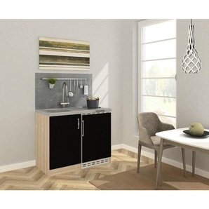 Respekta Miniküche Miniküche, Schwarz, Sonoma Eiche, Kunststoff, 1 Schubladen, nur wie online abgebildet bestellbar, 100 cm, links aufbaubar, rechts aufbaubar, Küchen, Miniküchen