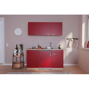 Respekta Miniküche, Rot, Eiche, 1,1 Schubladen, nur wie online abgebildet bestellbar, 150 cm, Küchen, Miniküchen