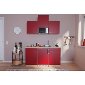 Respekta Miniküche, Rot, Eiche, Holzwerkstoff, 1,1 Schubladen, nur wie online abgebildet bestellbar, 150 cm, Küchen, Miniküchen