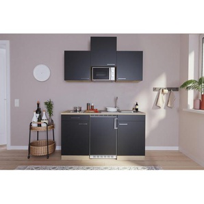 Respekta Miniküche , Schwarz, Eiche , 1,1 Schubladen , 150 cm , Küchen, Miniküchen