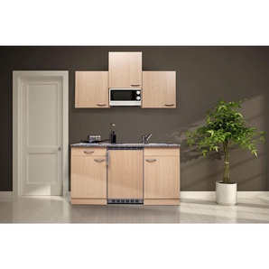 Respekta Miniküche Singleküche, Buche, Kunststoff, 1,1 Schubladen, seitenverkehrt montierbar, nur wie online abgebildet bestellbar, 150 cm, Küchen, Miniküchen