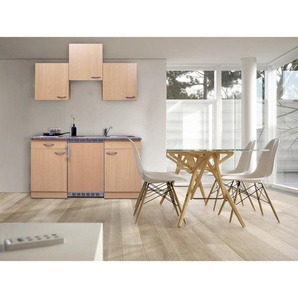 Respekta Miniküche Singleküche, Buche, Kunststoff, 1,1 Schubladen, seitenverkehrt montierbar, nur wie online abgebildet bestellbar, 150 cm, Küchen, Miniküchen