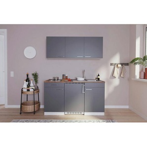 Respekta Miniküche, Grau, Kunststoff, 1,1 Schubladen, nur wie online abgebildet bestellbar, 150 cm, Frontauswahl, links aufbaubar, rechts aufbaubar, Küchen, Miniküchen