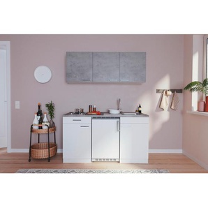 Respekta Miniküche Singleküchen, Grau, Weiß, Kunststoff, 1,1 Schubladen, nur wie online abgebildet bestellbar, 150 cm, links aufbaubar, rechts aufbaubar, Küchen, Miniküchen