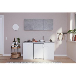 Respekta Miniküche Singleküchen, Grau, Weiß, Kunststoff, 1,1 Schubladen, nur wie online abgebildet bestellbar, 150 cm, links aufbaubar, rechts aufbaubar, Küchen, Miniküchen