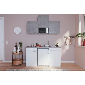 Respekta Miniküche Singleküchen, Grau, Weiß, Kunststoff, 1 Schubladen, nur wie online abgebildet bestellbar, 150 cm, links aufbaubar, rechts aufbaubar, Küchen, Miniküchen