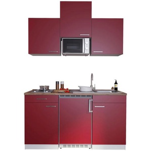 Respekta Miniküche Singleküchen, Rot, Kunststoff, 1,1 Schubladen, nur wie online abgebildet bestellbar, 150 cm, Frontauswahl, links aufbaubar, rechts aufbaubar, Küchen, Miniküchen
