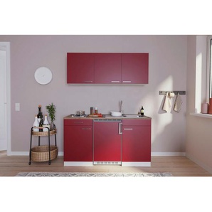 Respekta Miniküche Singleküchen, Rot, Kunststoff, 1,1 Schubladen, nur wie online abgebildet bestellbar, 150 cm, Frontauswahl, links aufbaubar, rechts aufbaubar, Küchen, Miniküchen