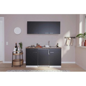 Respekta Miniküche Singleküchen, Schwarz, Kunststoff, 1,1 Schubladen, nur wie online abgebildet bestellbar, 150 cm, Frontauswahl, links aufbaubar, rechts aufbaubar, Küchen, Miniküchen