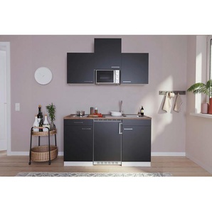 Respekta Miniküche, Schwarz, Kunststoff, 1,1 Schubladen, nur wie online abgebildet bestellbar, 150 cm, Frontauswahl, links aufbaubar, rechts aufbaubar, Küchen, Miniküchen