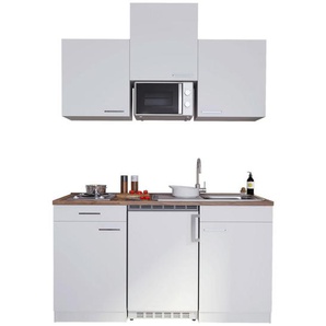 Respekta Miniküche Singleküchen, Weiß, Kunststoff, 1,1 Schubladen, nur wie online abgebildet bestellbar, 150 cm, Frontauswahl, links aufbaubar, rechts aufbaubar, Küchen, Miniküchen