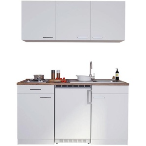 Respekta Miniküche Singleküchen, Weiß, Kunststoff, 1,1 Schubladen, nur wie online abgebildet bestellbar, 150 cm, Frontauswahl, links aufbaubar, rechts aufbaubar, Küchen, Miniküchen