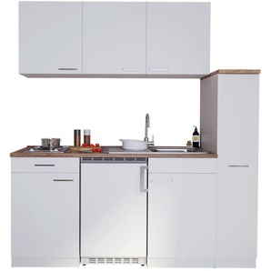 Respekta Miniküche Singleküchen, Weiß, Kunststoff, 1,1 Schubladen, nur wie online abgebildet bestellbar, 180 cm, Frontauswahl, links aufbaubar, rechts aufbaubar, Küchen, Miniküchen