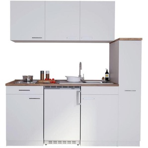 Respekta Miniküche Singleküchen, Weiß, Kunststoff, 1,1 Schubladen, nur wie online abgebildet bestellbar, 180 cm, Frontauswahl, links aufbaubar, rechts aufbaubar, Küchen, Miniküchen