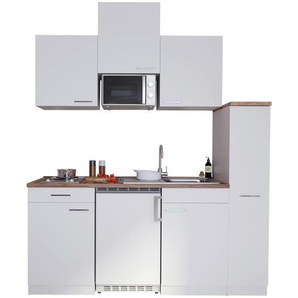 Respekta Miniküche Singleküchen, Weiß, Kunststoff, 1,1 Schubladen, nur wie online abgebildet bestellbar, 180 cm, Frontauswahl, links aufbaubar, rechts aufbaubar, Küchen, Miniküchen