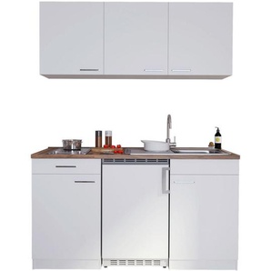 Respekta Miniküche Singleküchen, Weiß, Kunststoff, 1 Schubladen, nur wie online abgebildet bestellbar, 150 cm, Frontauswahl, links aufbaubar, rechts aufbaubar, Küchen, Miniküchen