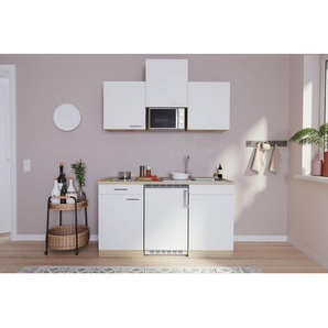 Respekta Miniküche , Weiß, Eiche , 1,1 Schubladen , 150 cm , Küchen, Miniküchen