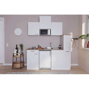 Respekta Miniküche, Weiß, Kunststoff, 1,1 Schubladen, nur wie online abgebildet bestellbar, 180 cm, Frontauswahl, links aufbaubar, rechts aufbaubar, Küchen, Miniküchen