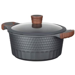 RESTO Kitchenware Kochtopf Capella, Schmortopf antihaftbeschichtet und spülmaschinenfest, Aluminiumguss (2-tlg), mit Glasdeckel und stoßdämpfendem Silikonrand, im Geschenkkarton