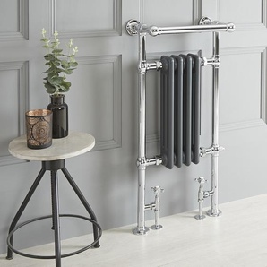 Retro-Badheizkörper mit Handtuchstange, Mischbetrieb - 930mm x 450mm, ohne Thermostat - Chrom/Anthrazit – Elizabeth