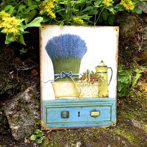Retro - Bild wie Emaille, Küche Dekoration, Nostalgie Wanddekoration, Lavendel