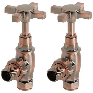 Retro Heizkörper-Winkelventile, Paar für 15mm Kupferrohr, in gebürsteter Bronze – Hudson Reed