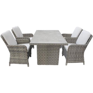 Ria Dining Lounge Set - Polyrattan, grau, für 4 Personen, kleine Garten Sitzgruppe, Essgruppe, Gartenmöbel Set, bellavista Home&Garden / Green Spirit