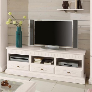 TV Lowboard Massivholz Pinie, gebeizt & lackiert Beige 162 x 57 x 50cm