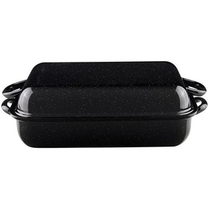 Riess Bräter Classic, Schwarz, Metall, rechteckig, 26x13.3x37 cm, backofengeeignet,hitzebeständige Griffe, backofengeeignet, kratzfest, Kochen, Töpfe,