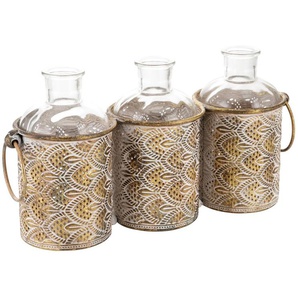 Dekovase RIFFELMACHER & WEINBERGER Orient Vasen Gr. B/H: 30 cm x 16,5 cm, goldfarben (goldfarben, weiß) Blumenvasen Vasen im Metallständer