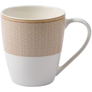 Ritzenhoff Breker Kaffeebecher Geo, Weiß, Beige, Keramik, 350 ml, 9x10x12 cm, Kaffee & Tee, Tassen, Kaffeebecher