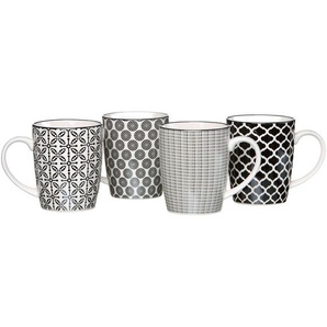 Ritzenhoff Breker Kaffeebecherset Takeo, Schwarz, Weiß, Keramik, 4-teilig, 350 ml, Kaffee & Tee, Tassen, Kaffeetassen-Sets