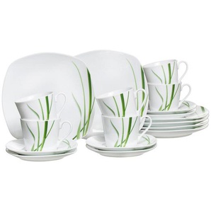 Ritzenhoff Breker Kaffeeservice Gianna, Grün, Weiß, Keramik, 18-teilig, 200 ml,200 ml, 21x22x26 cm, Essen & Trinken, Geschirr, Geschirr-Sets,