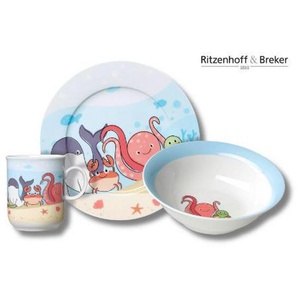 Ritzenhoff Breker Kindergeschirrset Waldtiere, Mehrfarbig, Keramik, 3-teilig, 20x11x20 cm, lebensmittelecht, Füttern, Kindergeschirr