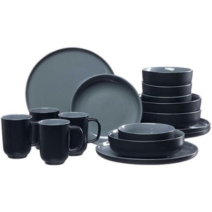 Ritzenhoff Breker Kombiservice Jasper, Schwarz, Keramik, 16-teilig, 320 ml, 39x34x41 cm, Essen & Trinken, Geschirr, Geschirr-Sets, Kombiservice