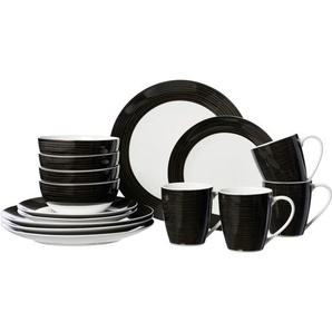 Ritzenhoff Breker Kombiservice Velvet, Schwarz, Weiß, Keramik, 16-teilig, 360 ml, 26x31x30 cm, Essen & Trinken, Geschirr, Geschirr-Sets, Kombiservice