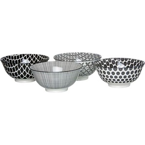 Ritzenhoff Breker Müslischalenset Takeo, Schwarz, Weiß, Keramik, 4-teilig, rund, Essen & Trinken, Geschirr, Schalen & Schüsseln, Müslischalen