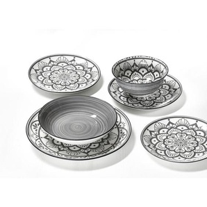 Ritzenhoff Breker Tafelservice Doha grau, Grau, Weiß, Keramik, 16-teilig, 27.5x28x29 cm, Essen & Trinken, Geschirr, Geschirr-Sets, Tafelservice