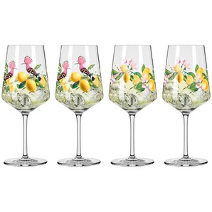 Ritzenhoff Spritzerglas, Gelb, Grün, Rosa, Glas, 4-teilig, 544 ml, 9.3x22.5x9.3 cm, Fsc, Made in Germany, Essen & Trinken, Gläser, Weingläser,