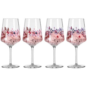 Ritzenhoff Spritzerglas Sommerrausch, Rosa, Weiß, Altrosa, Flieder, Glas, 4-teilig, 544 ml, 9.3x22.5x9.3 cm, Fsc, Made in Germany, Essen & Trinken,