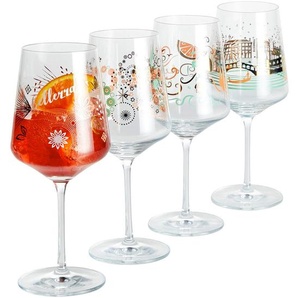 Ritzenhoff Spritzerglas Sommerrausch, Türkis, Weiß, Beige, Roségold, Glas, 4-teilig, 544 ml, 20.3x26.6x19.4 cm, Made in Germany, Essen & Trinken, Gläser, Weingläser, Weißweingläser