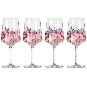 Ritzenhoff Spritzerglas Sommerrausch, Weiß, Rosa, Altrosa, Flieder, Glas, 4-teilig, 544 ml, 9.3x22.5x9.3 cm, Fsc, Made in Germany, Essen & Trinken,