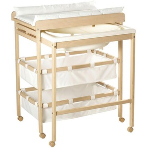 Roba Bade-Wickel-Kombination roba Baby Pool, Natur, Buche, Textil, Schichtholz, 56x100x83 cm, Babymöbel, Wickelkommoden & Zubehör, Wickelkommoden