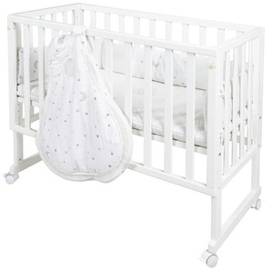 Roba Beistellbett Stubenbett 3 in 1 Sternenzauber, Weiß, Hellgrau, Textil, Holzwerkstoff, Schichtholz, 49.5x85.5x90 cm, Oeko-Tex® Standard 100, zur